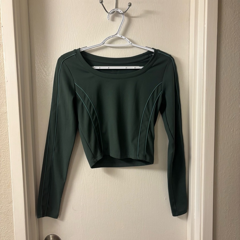 Nike Dark Green Long Sleeve Crop Top